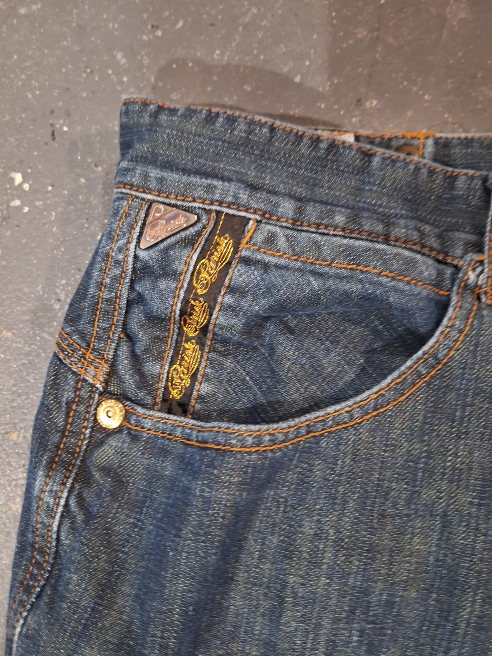 Parish Men's Straight-Leg Denim Jeans in Blue Flap Pocket Leather.Read.see Pocke - Picture 5 of 16